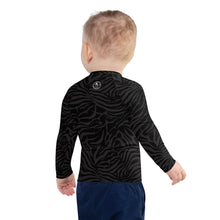 Load image into Gallery viewer, 'IWA Zebra Keiki Rash Guard (Midnight 'IWA)