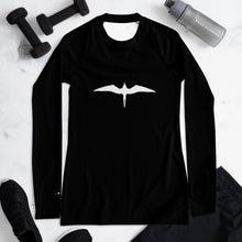 Load image into Gallery viewer, 'IWA Wāhine Rash Guard (HALE'IWA BLACK)