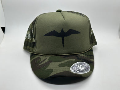 'IWA Bird Trucker (Camo DK Green+Black Bird)