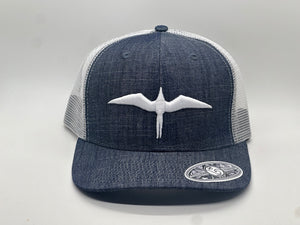 'IWA Denim Blue w/ White Mesh Snapback (White Embroidery)