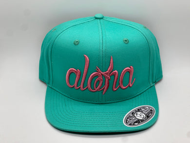 Aloha Teal Snapback (Pink Embroidery)