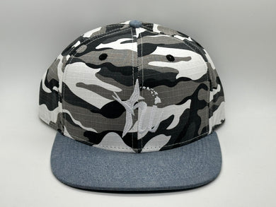 Hi Isles Snow Camo Snapback (White Embroidery)