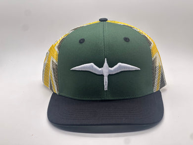 'IWA Green w/ Hwn Flag Mesh Snapback (White Embroidery)