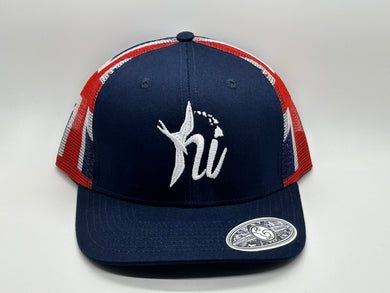 Hi Isles Navy Hae Hawai'i Mesh Snapback (White Embroidery)