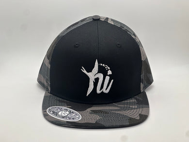 Hi Isles Grayscale Camo Snapback (White Embroidery)