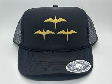 'IWA Pūkolu Trucker (Black+Gold Bird)