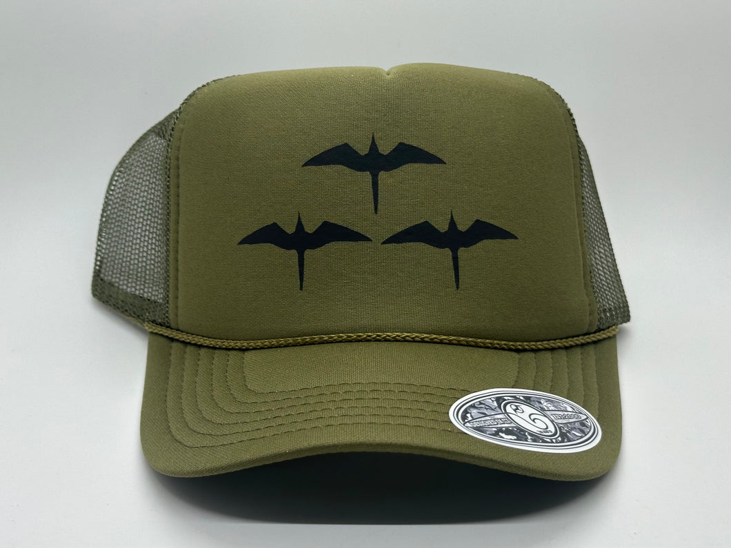 'IWA Pūkolu Trucker (Olive+Black Bird)