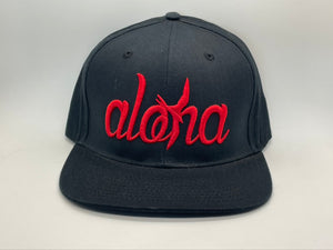 Aloha Black Snapback (Red Embroidery)