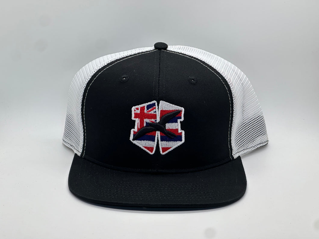 Iconic 'IWA HAE HAWAI'I Black/ White Mesh Snapback