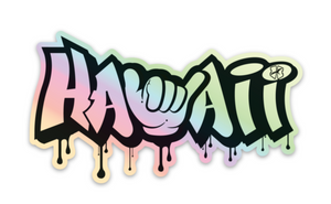 Hawaii Graffiti Drip Hologram 4" Sticker