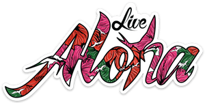 Live Aloha 6" Sticker in 'IWA Hibiscus