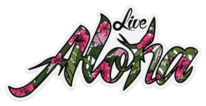 Live Aloha 6" Sticker in Hibiscus Jungle