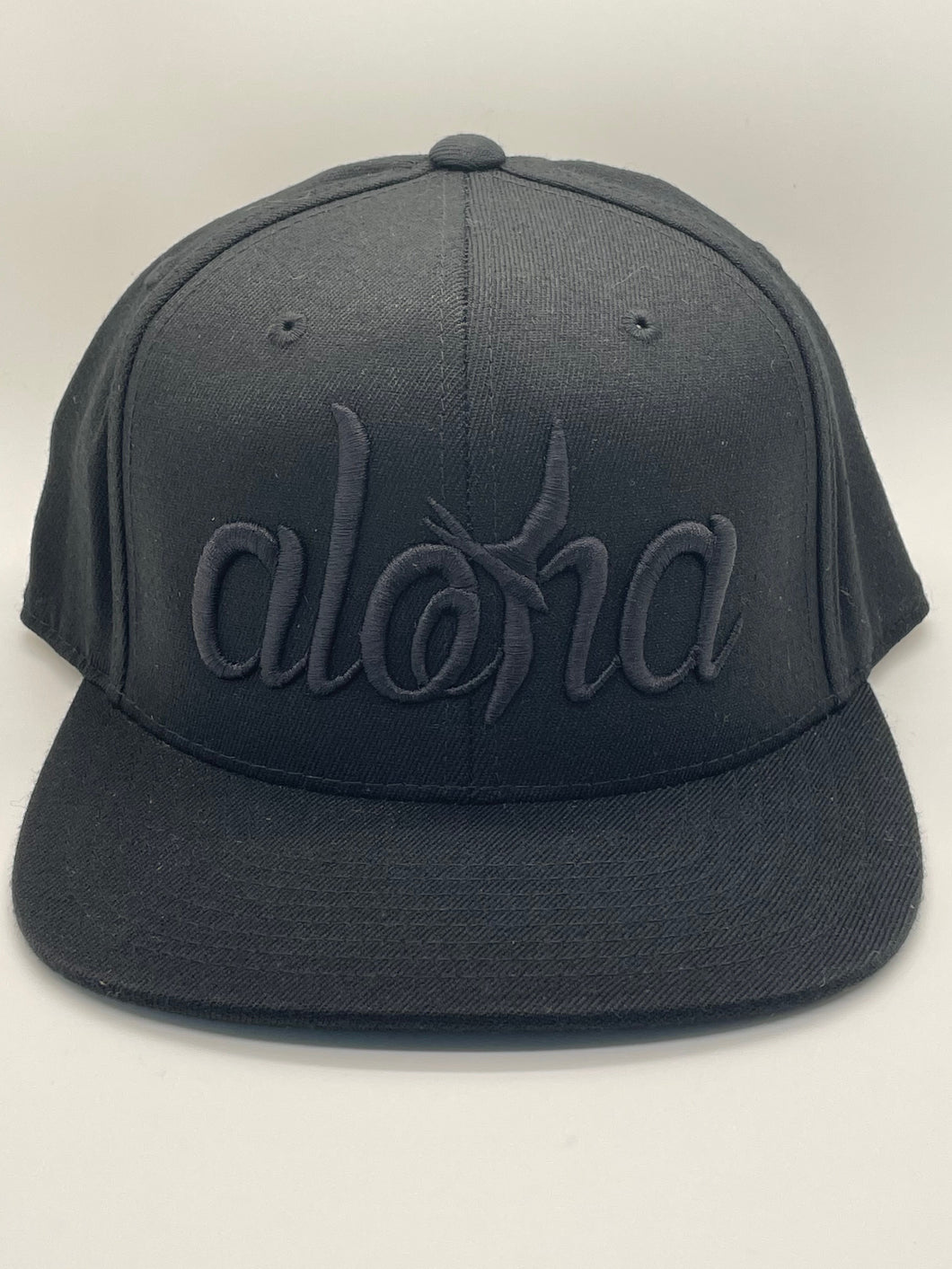 Aloha Black Snapback (Black Embroidery)