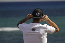 Load image into Gallery viewer, Iconic H Black Denim Snapback Hat (White Embroidery)