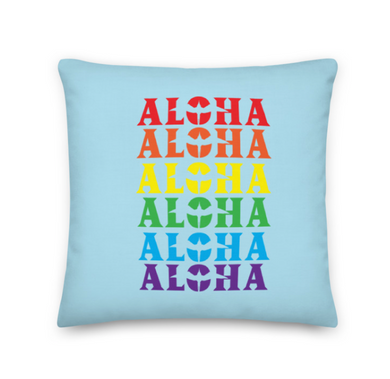 Aloha Ānuenue Rainbow Pillow in Lanikai-Blue