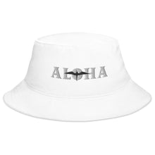 Load image into Gallery viewer, Aloha Bucket Hat (White+Black Embroidery)