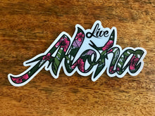 Load image into Gallery viewer, Live Aloha 6&quot; Sticker in Hibiscus Jungle