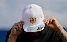 Load image into Gallery viewer, H White Snapback (Gold Embroidery)