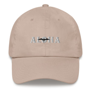 Aloha 'IWA Dad Hat (White+Black Embroidery)
