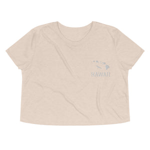 Hawaiian Islands Crop Tee (White Embroidery)