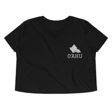 Load image into Gallery viewer, O&#39;ahu Island Crop Tee (White Embroidery)