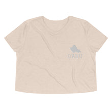 Load image into Gallery viewer, O&#39;ahu Island Crop Tee (White Embroidery)