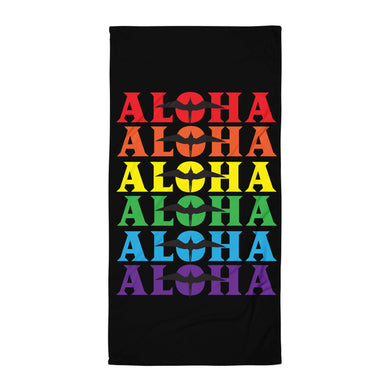 Aloha 'IWA Rainbow Black Towel