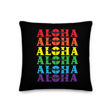 Load image into Gallery viewer, Aloha Ānuenue Rainbow Pillow in Ka‘iwakīloumoku-Black