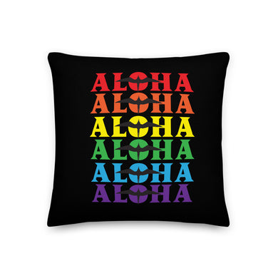 Aloha Ānuenue Rainbow Pillow in Ka‘iwakīloumoku-Black
