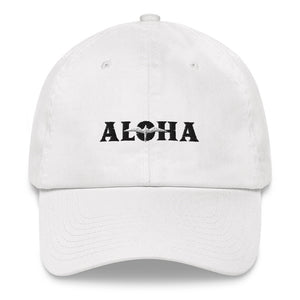 Aloha 'IWA Dad Hat (Black+White Embroidery)