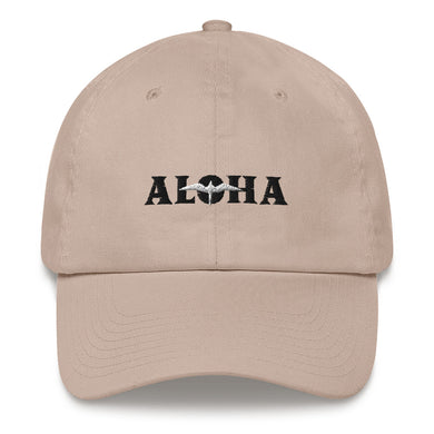 Aloha 'IWA Dad Hat (Black+White Embroidery)