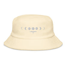 Load image into Gallery viewer, &#39;IWA + Moon Terry Cloth Bucket Hat (White Embroidery)