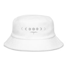 Load image into Gallery viewer, &#39;IWA + Moon Terry Cloth Bucket Hat (White Embroidery)