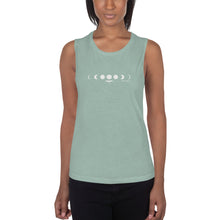 Load image into Gallery viewer, &#39;IWA + Moon Wāhine Muscle Tank (White)