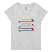 Load image into Gallery viewer, KD Fin Designs Wāhine Recycled V-neck Tee in Multiple Colors